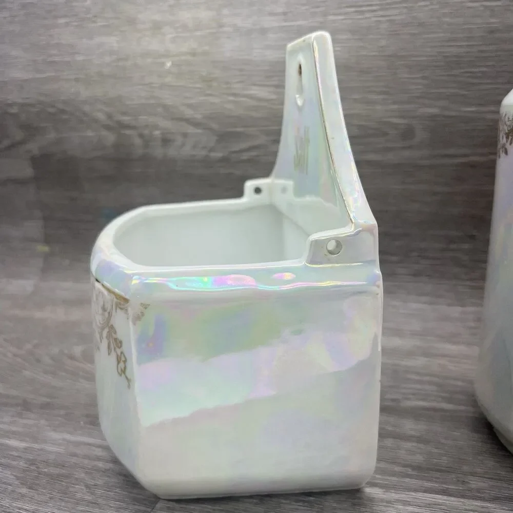 Stunning 1900s Antique German Iridescent Salt Well /Spice Containers/Decanter